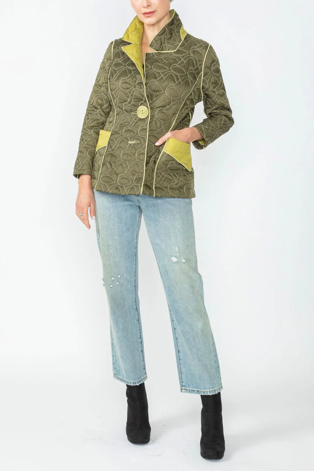 IC COLLECTION Jacket - 4790J - OLIVE & LIME