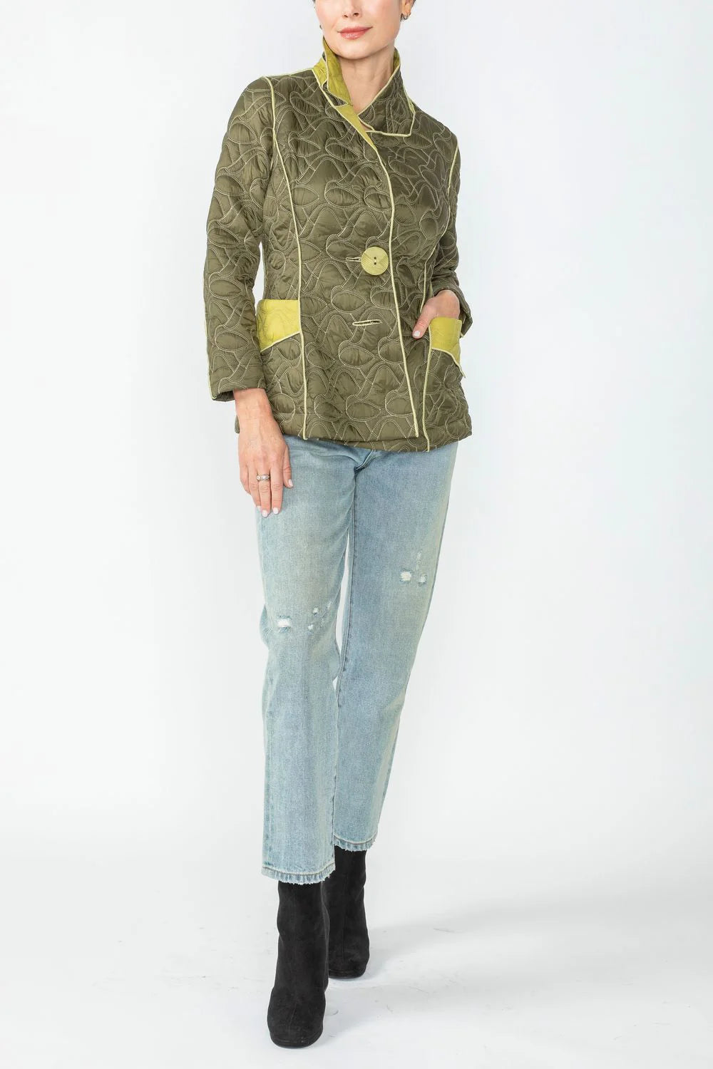 IC COLLECTION Jacket - 4790J - OLIVE & LIME