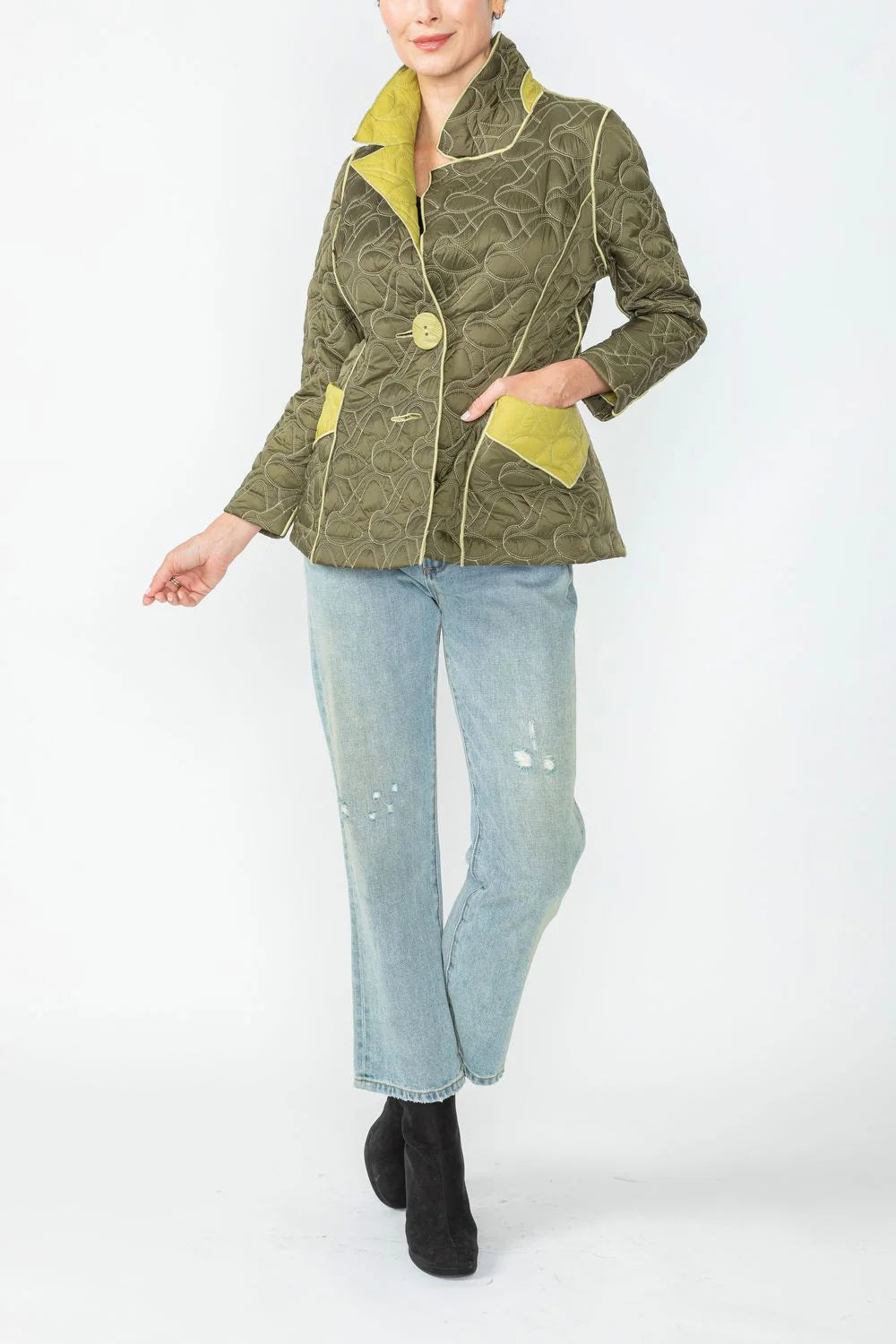 IC COLLECTION Jacket - 4790J - OLIVE & LIME