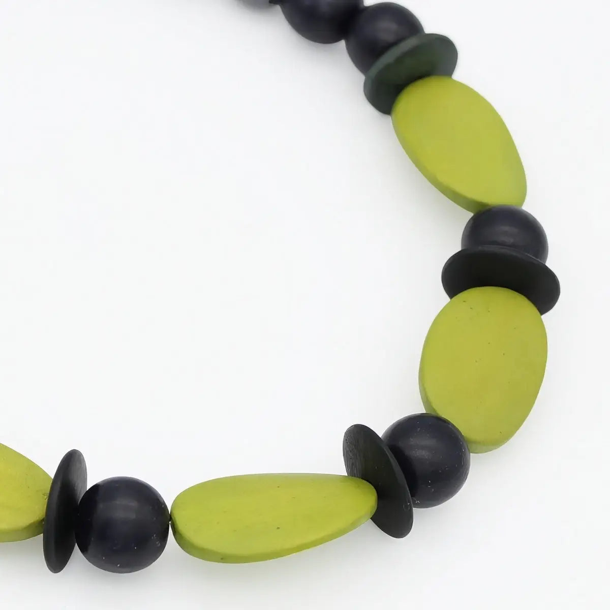 SYLCA Lime and Black Wood Statement Necklace - SD25N63 - LIME