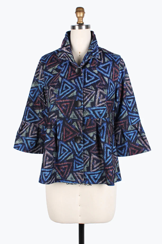 DAMEE Triangle Pattern Peplum JKT-4823- MULTI