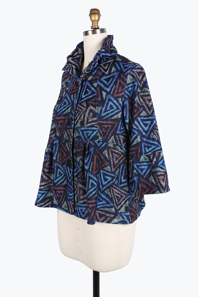 DAMEE Triangle Pattern Peplum JKT-4823- MULTI
