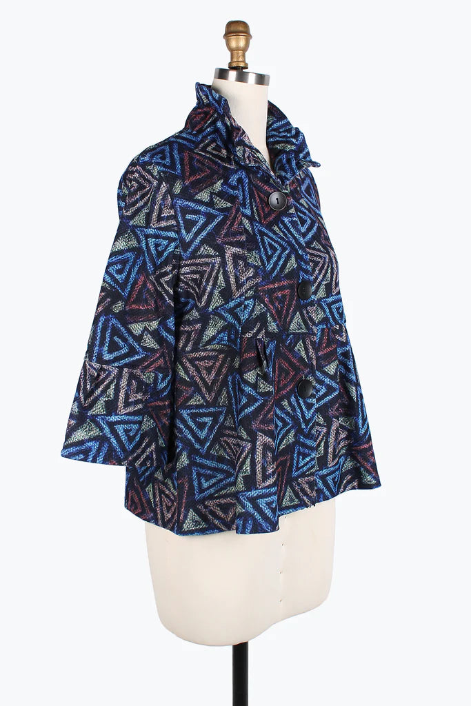DAMEE Triangle Pattern Peplum JKT-4823- MULTI