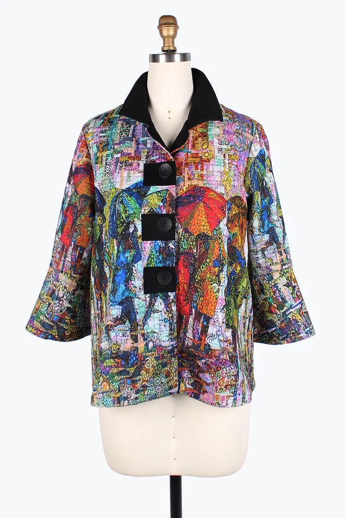 DAMEE Rainy Day Micro-Quilted Button Patch JKT-4834- MULTI