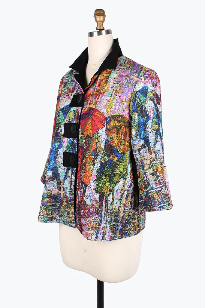 DAMEE Rainy Day Micro-Quilted Button Patch JKT-4834- MULTI