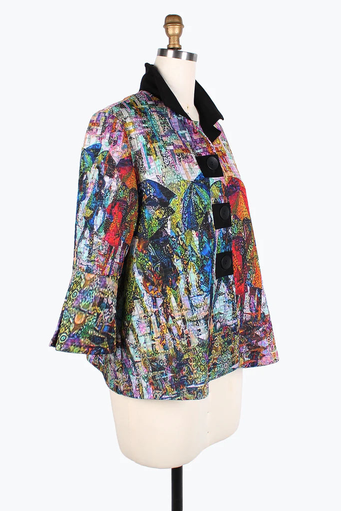 DAMEE Rainy Day Micro-Quilted Button Patch JKT-4834- MULTI