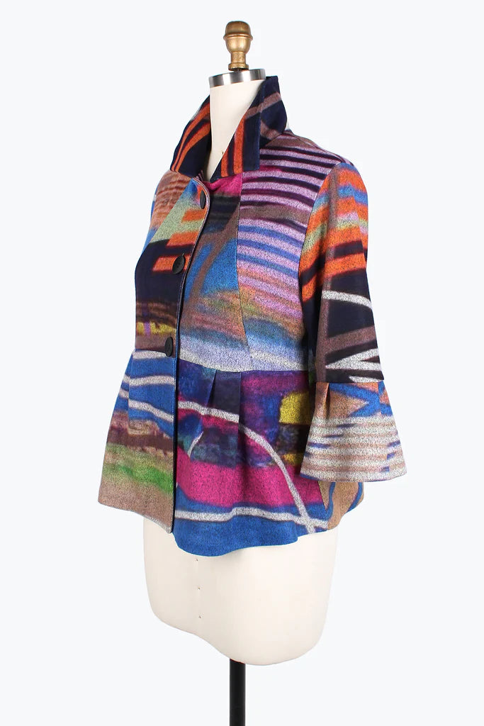 DAMEE Multi-Stripe Peplum JKT-4836- MULTI