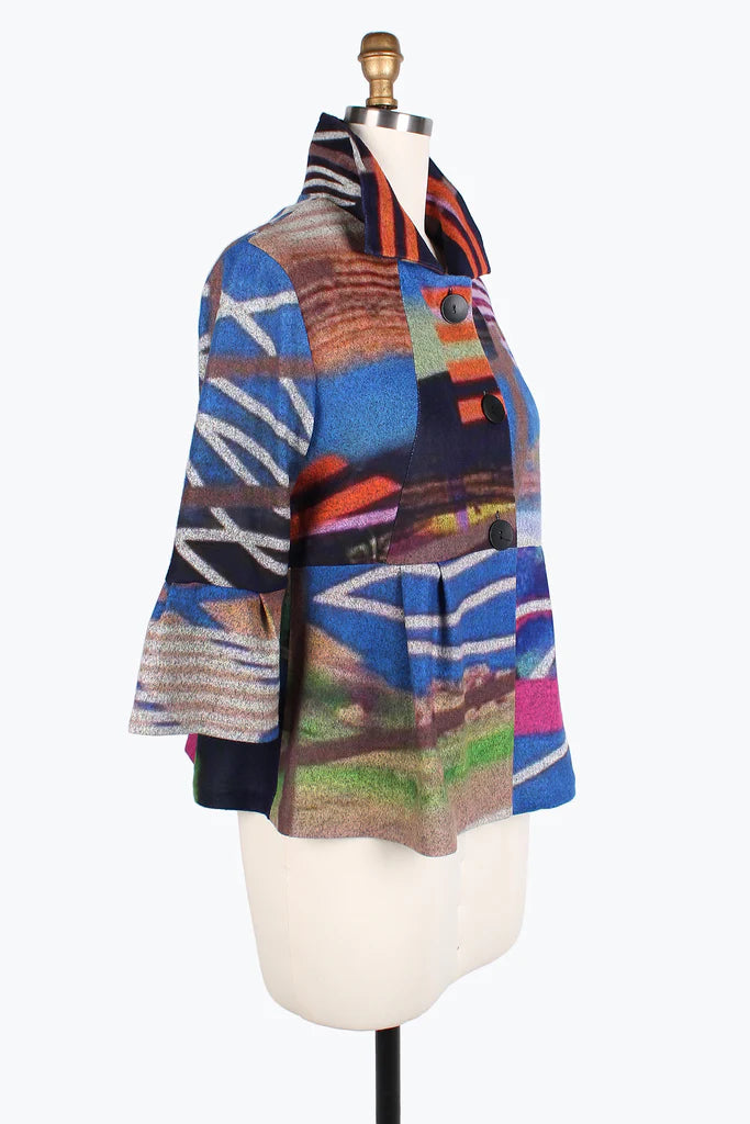 DAMEE Multi-Stripe Peplum JKT-4836- MULTI