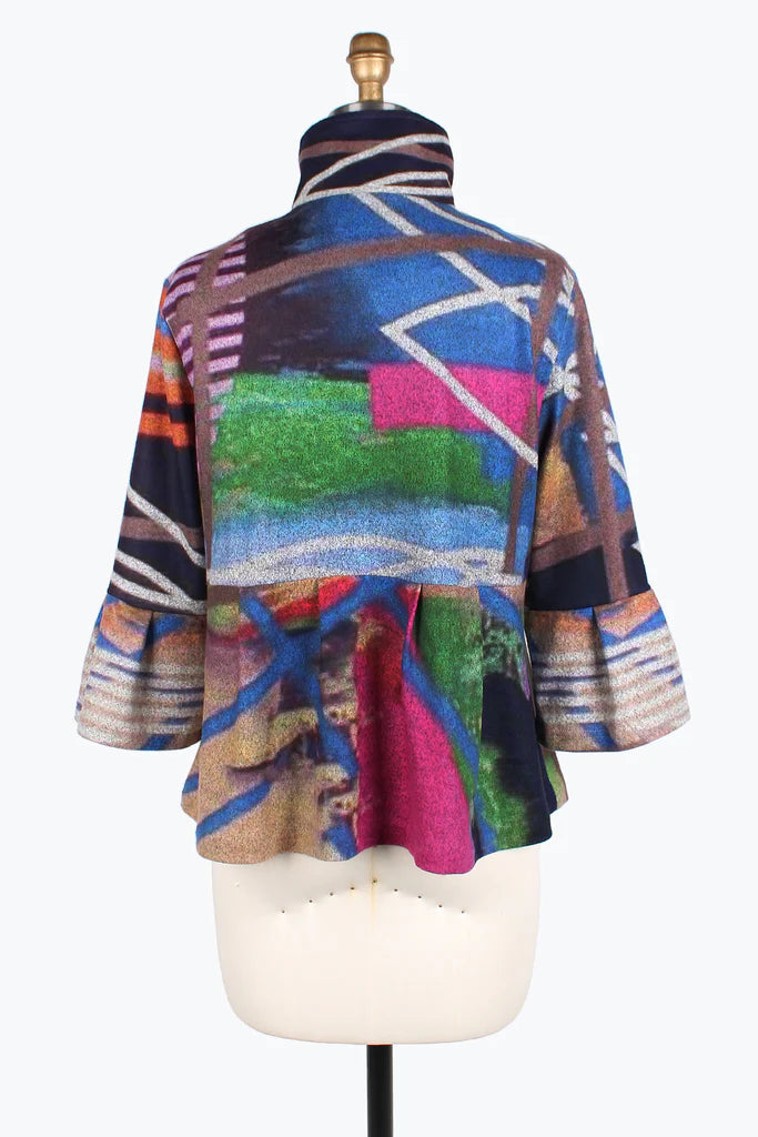DAMEE Multi-Stripe Peplum JKT-4836- MULTI