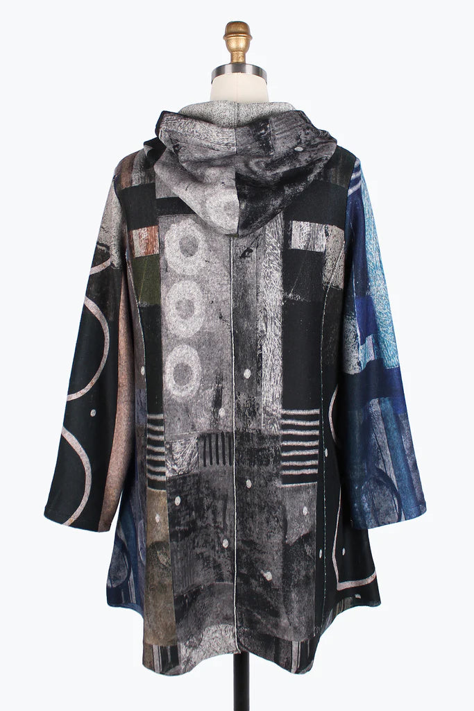 DAMEE Mixed Pattern Hooded Long Coat JKT-4846- MULTI