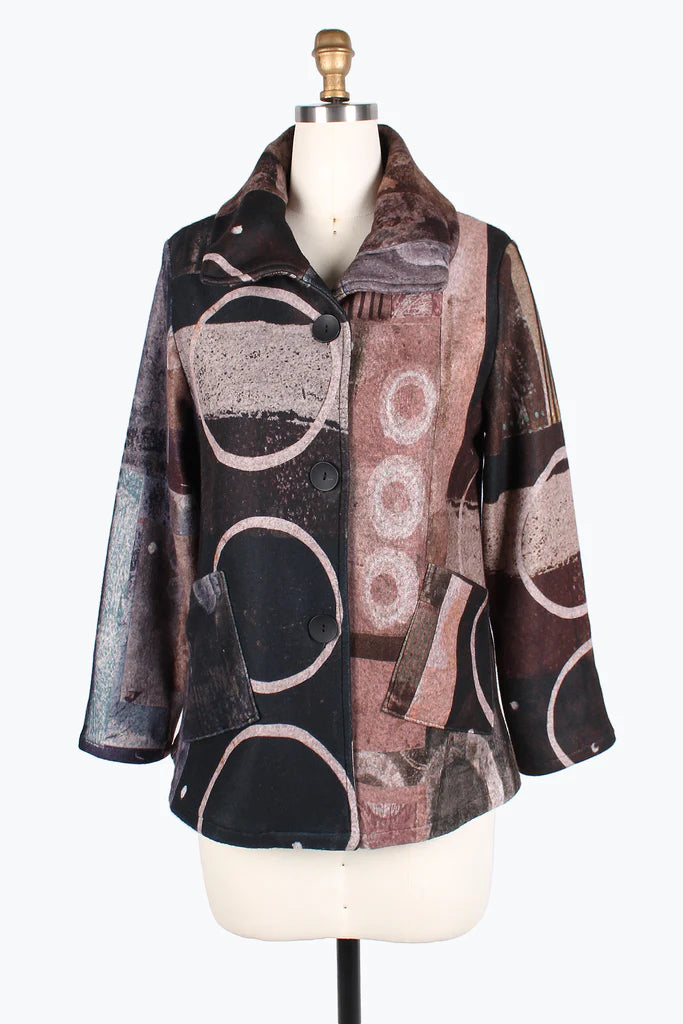 DAMEE Mixed Pattern Puffy Collar JKT-4848- BROWN