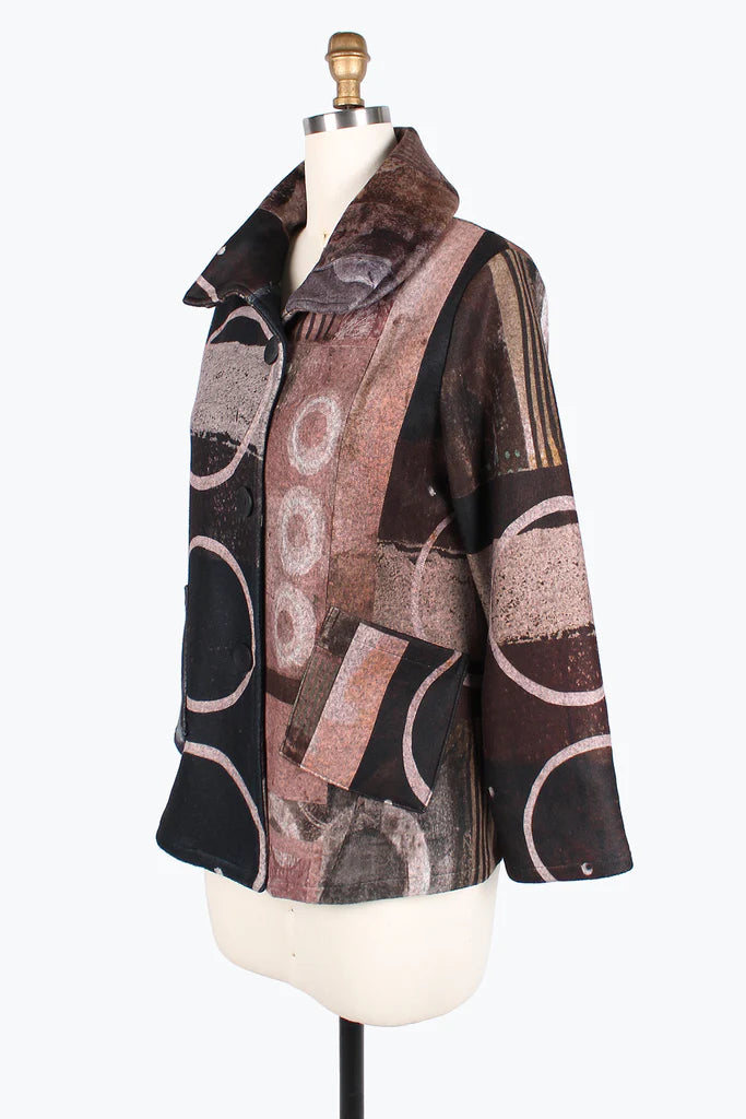 DAMEE Mixed Pattern Puffy Collar JKT-4848- BROWN