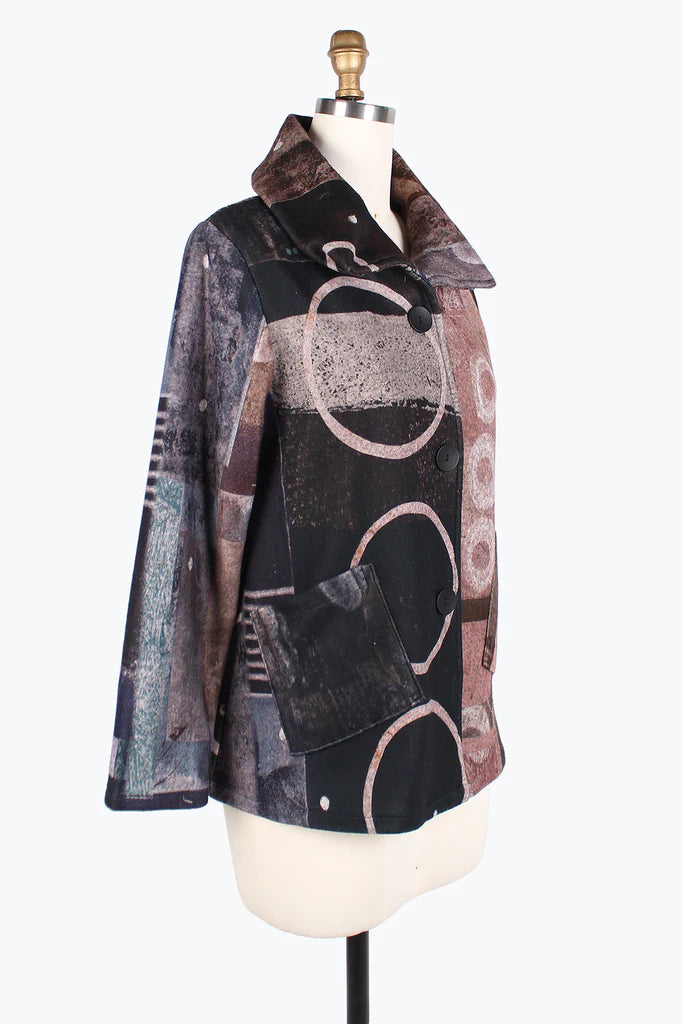 DAMEE Mixed Pattern Puffy Collar JKT-4848- BROWN – The Total Look