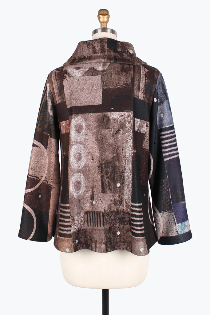 DAMEE Mixed Pattern Puffy Collar JKT-4848- BROWN