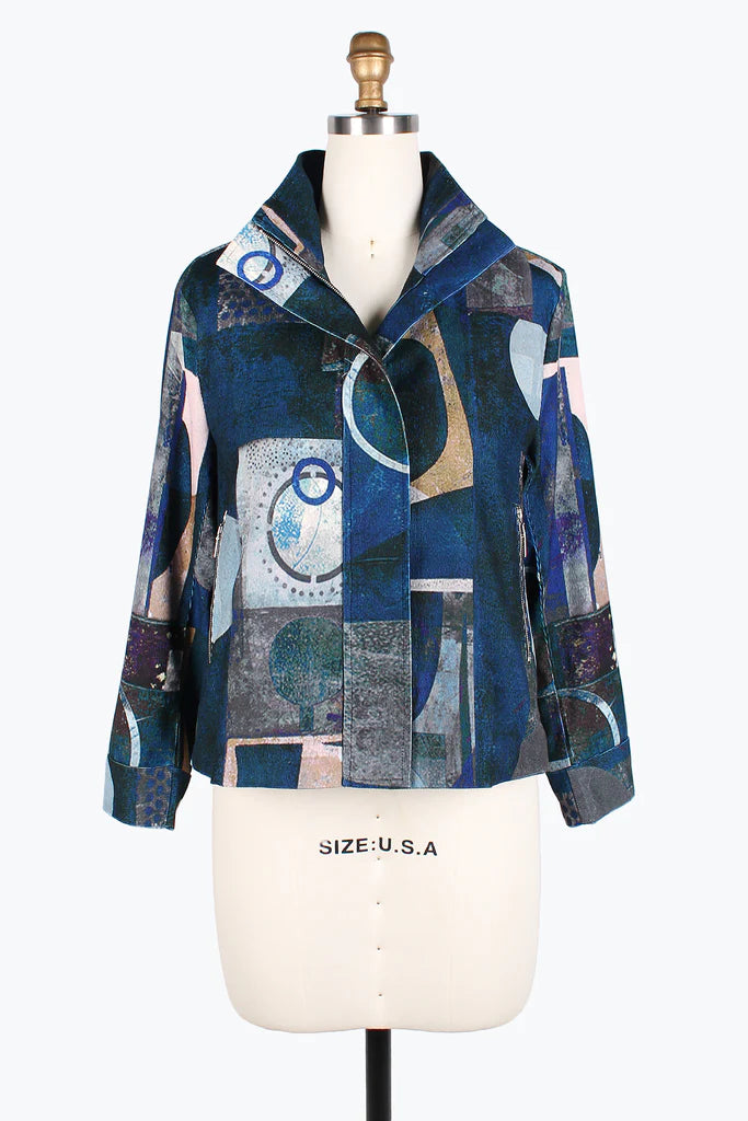 DAMEE Multi-Pattern Biker JKT-4852- BLUE