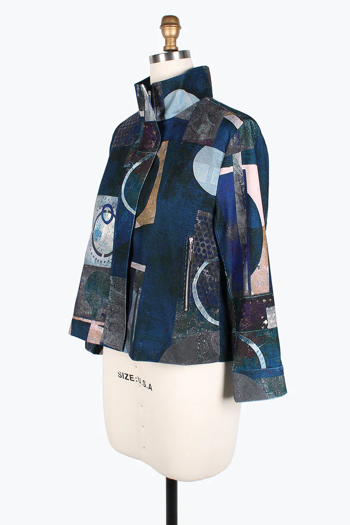 DAMEE Multi-Pattern Biker JKT-4852- BLUE
