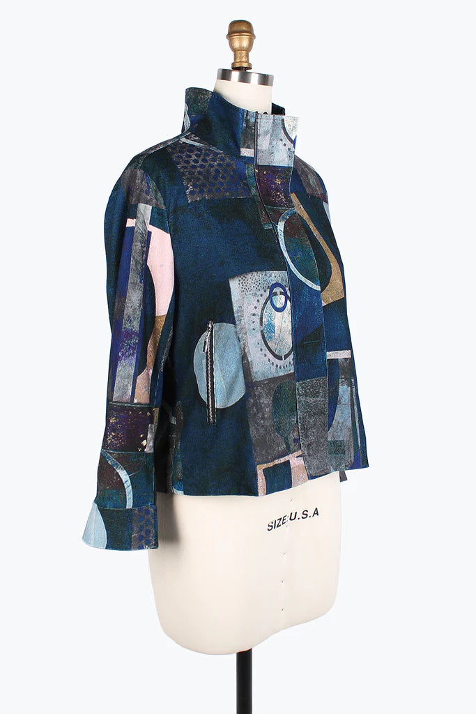 DAMEE Multi-Pattern Biker JKT-4852- BLUE
