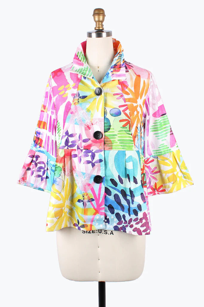 DAMEE WATERCOLOR FLOWER PEPLUM JKT- 4868 - PNK