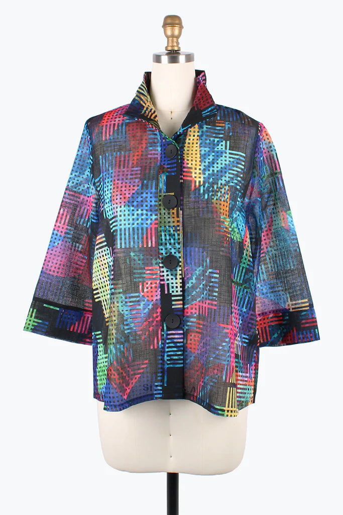 DAMEE COLORFUL GRIDS STRAIGHT SLV JKT- 4873 - MLT