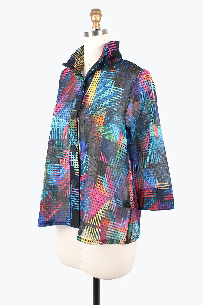 DAMEE COLORFUL GRIDS STRAIGHT SLV JKT- 4873 - MLT