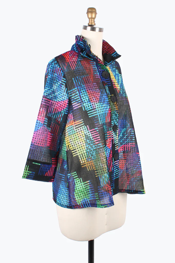 DAMEE COLORFUL GRIDS STRAIGHT SLV JKT- 4873 - MLT