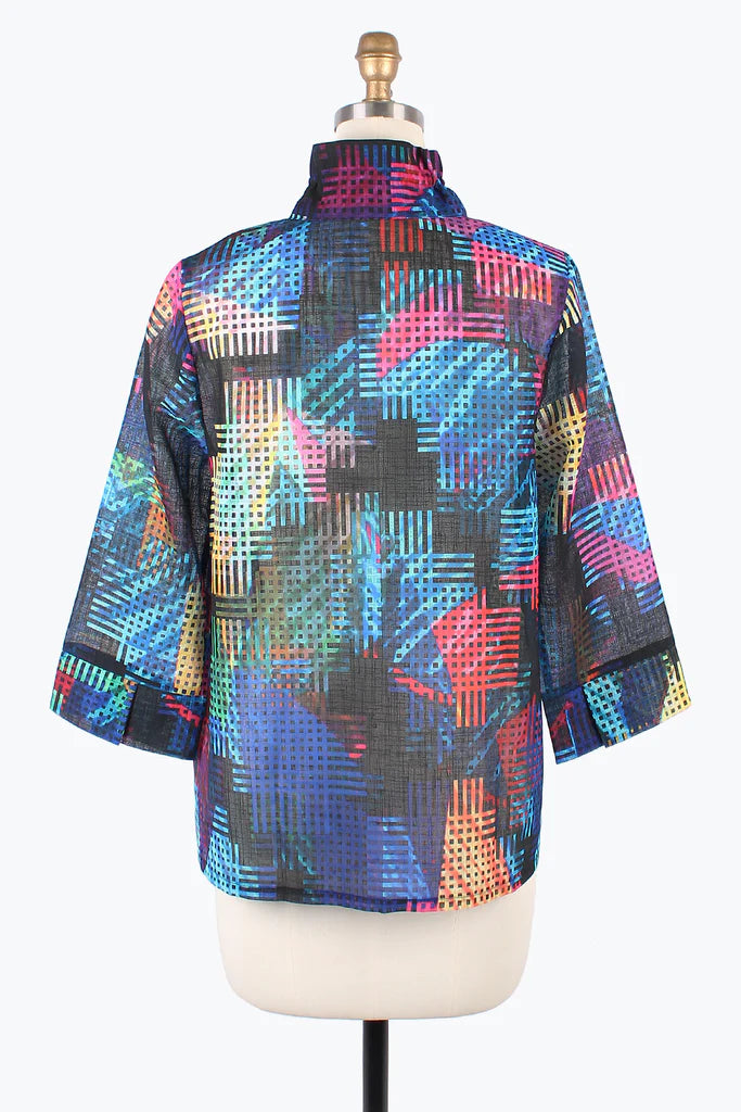 DAMEE COLORFUL GRIDS STRAIGHT SLV JKT- 4873 - MLT