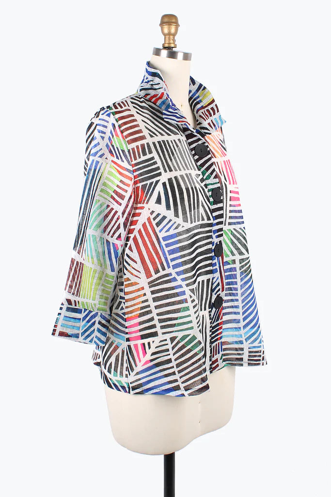 DAMEE SEAMLESS STRIPE STRAIGHT SLV JKT- 4874 - MLT