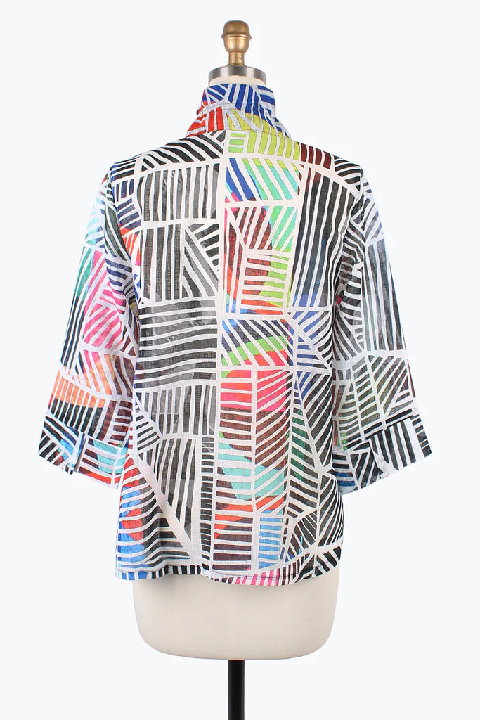 DAMEE SEAMLESS STRIPE STRAIGHT SLV JKT- 4874 - MLT