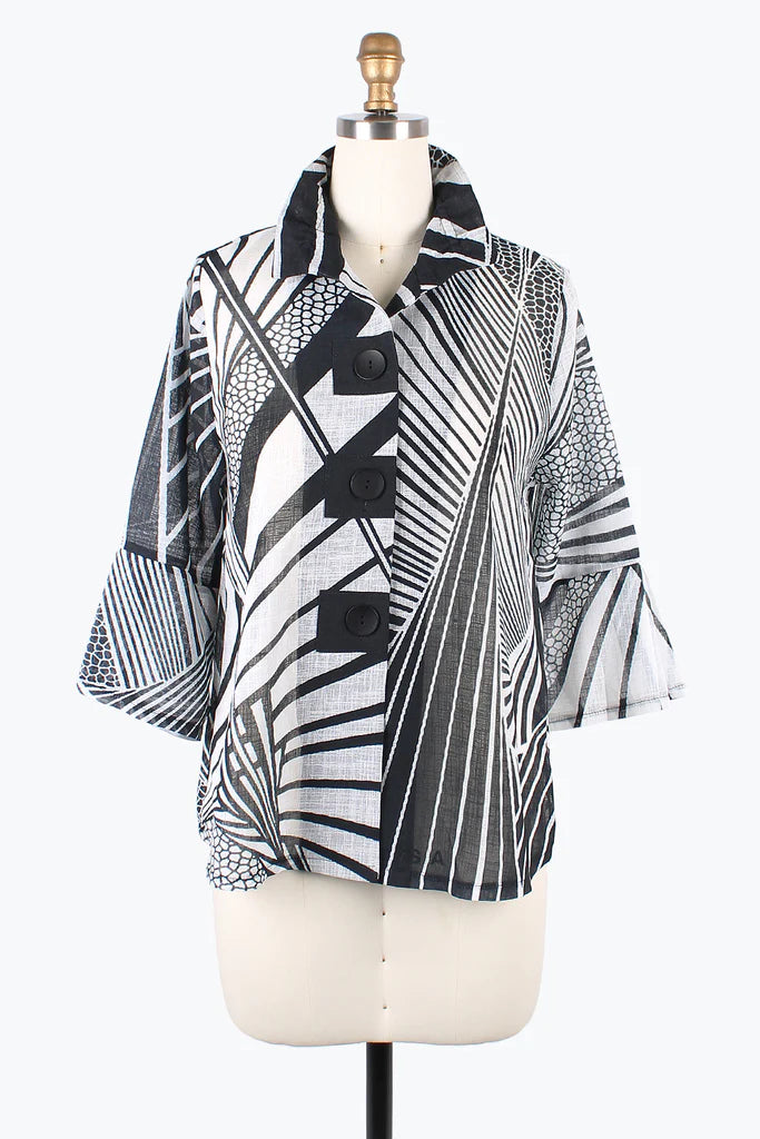 DAMEE ABSTRACT PATTERN BUTTON PATCH JKT- 4878 - BLK