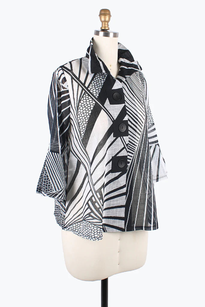 DAMEE ABSTRACT PATTERN BUTTON PATCH JKT- 4878 - BLK