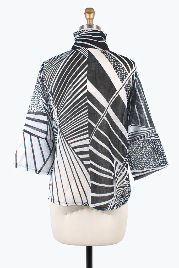 DAMEE ABSTRACT PATTERN BUTTON PATCH JKT- 4878 - BLK