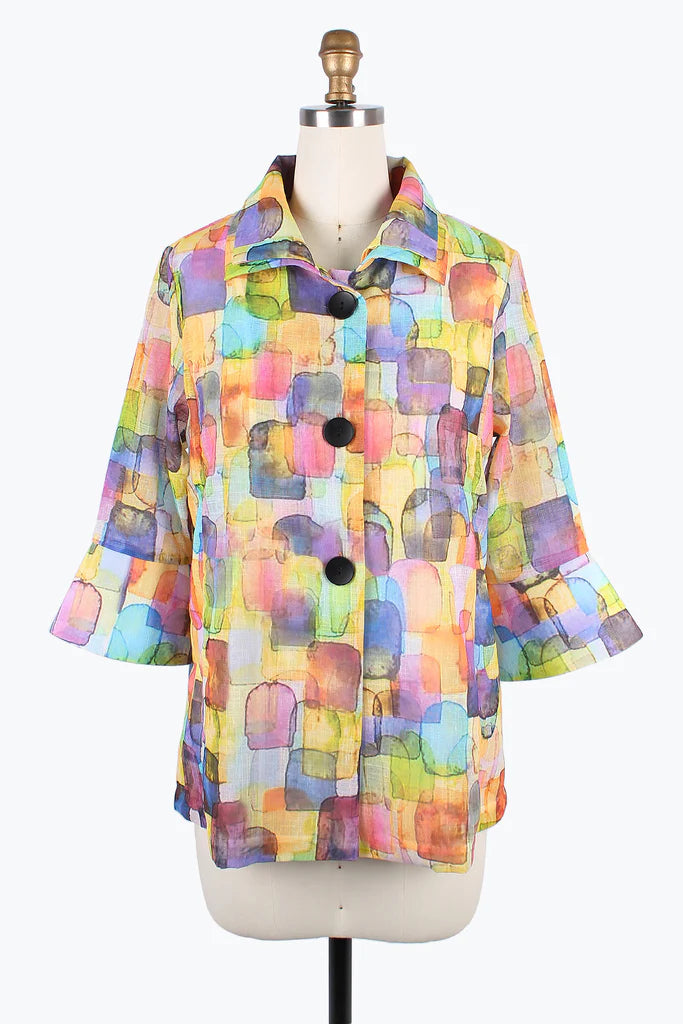 DAMEE SEAMLESS WATERCOLOR DOUBLE COLLAR JKT- 4889 - YLW