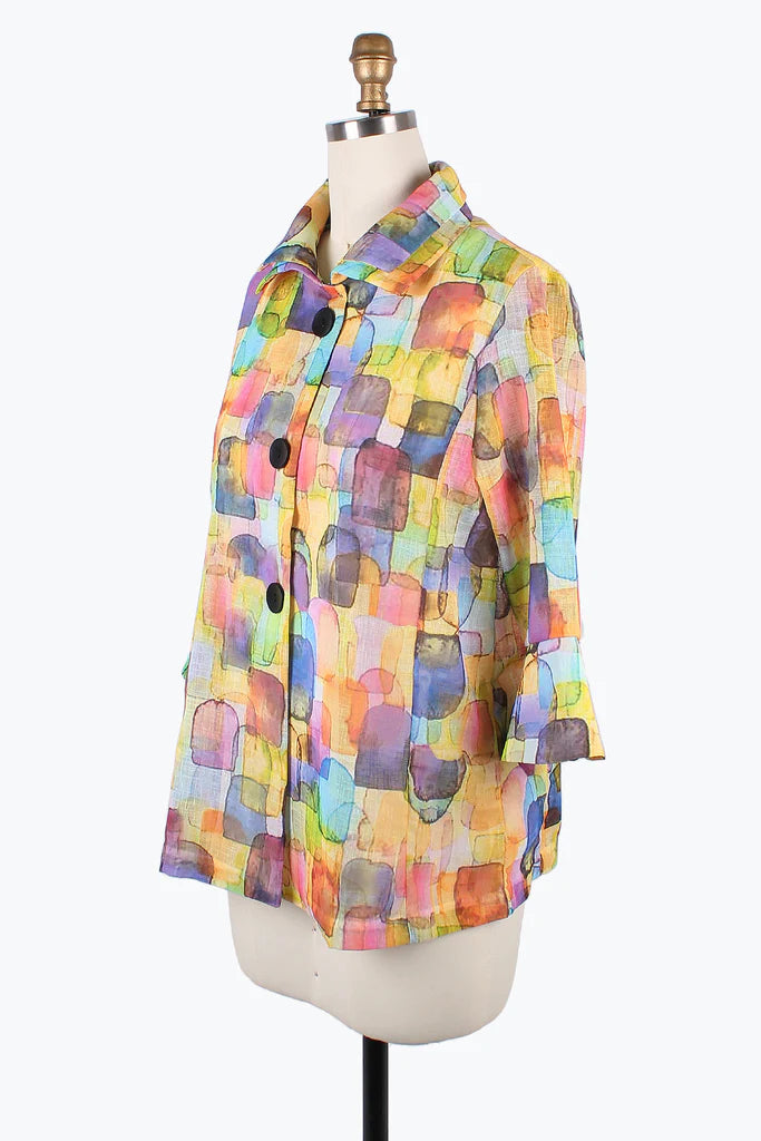 DAMEE SEAMLESS WATERCOLOR DOUBLE COLLAR JKT- 4889 - YLW