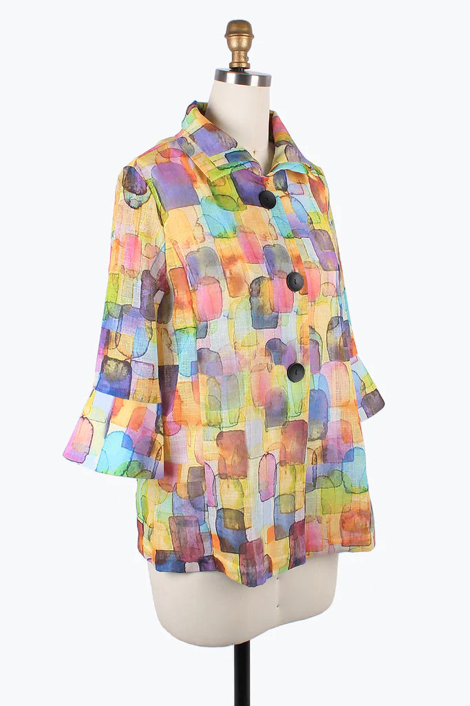 DAMEE SEAMLESS WATERCOLOR DOUBLE COLLAR JKT- 4889 - YLW