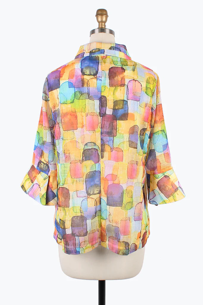 DAMEE SEAMLESS WATERCOLOR DOUBLE COLLAR JKT- 4889 - YLW