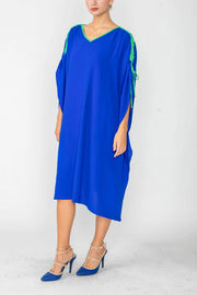 IC COLLECTION Dress- 4889D- BLUE & GREEN