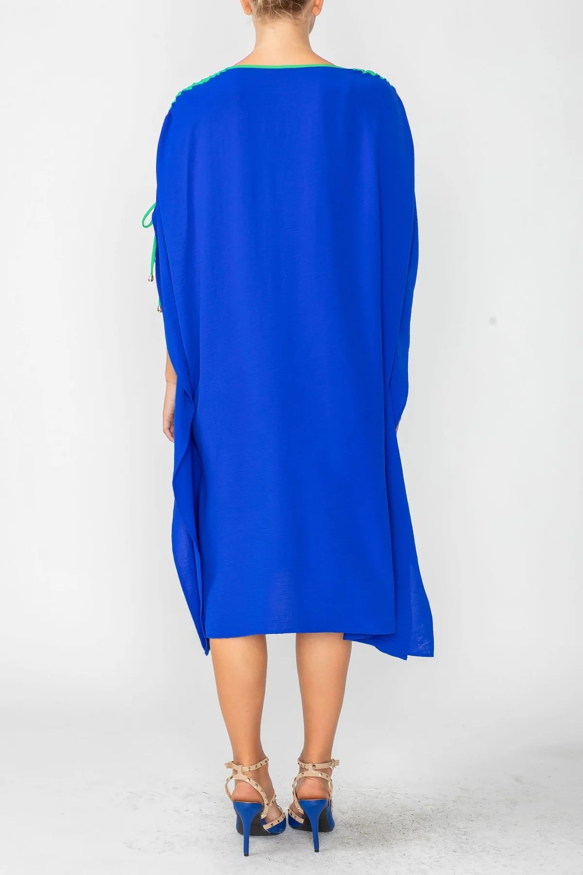 IC COLLECTION Dress- 4889D- BLUE & GREEN