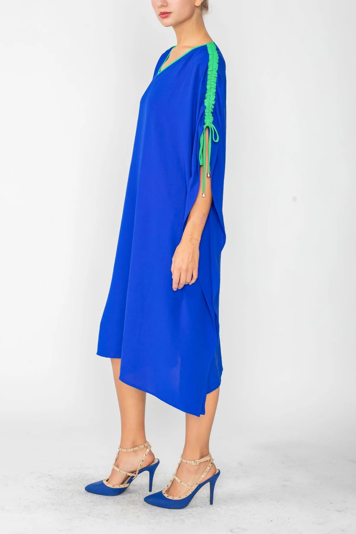 IC COLLECTION Dress- 4889D- BLUE & GREEN