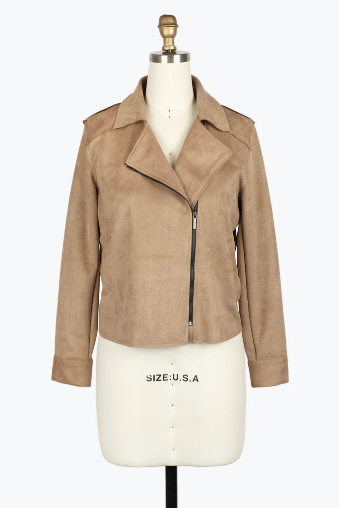 DAMEE MICROSUEDE MOTO JKT - 4897 - TAN