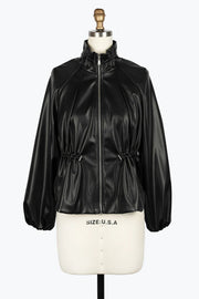 DAMEE VEGAN LEATHER DRAWSTRING JKT - 4899-BLK