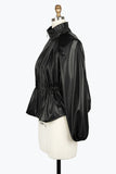 DAMEE VEGAN LEATHER DRAWSTRING JKT - 4899-BLK