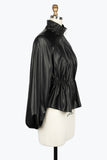 DAMEE VEGAN LEATHER DRAWSTRING JKT - 4899-BLK
