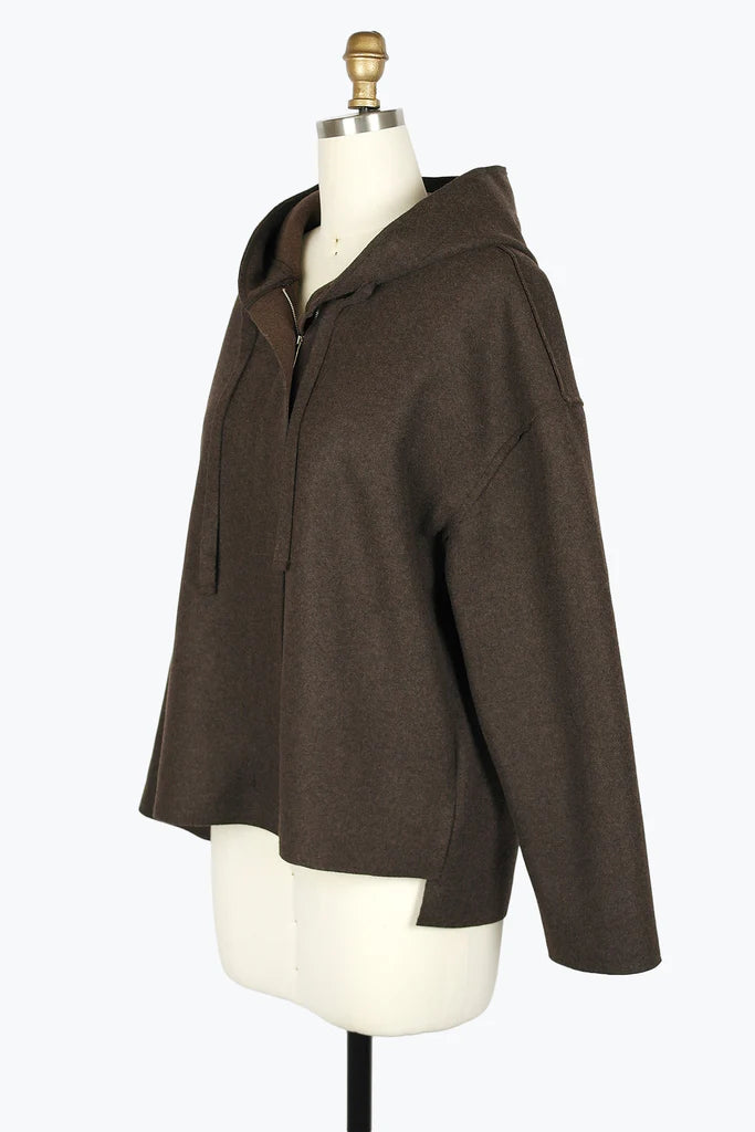 DAMEE HOODED WOOL BLEND JKT - 4900 - BRN