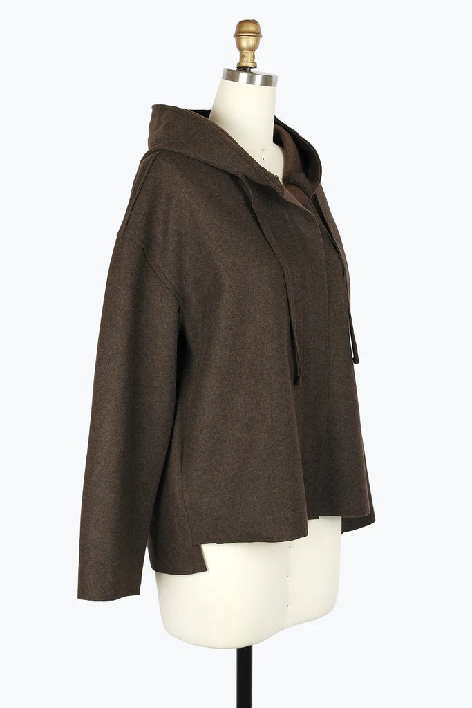 DAMEE HOODED WOOL BLEND JKT - 4900 - BRN
