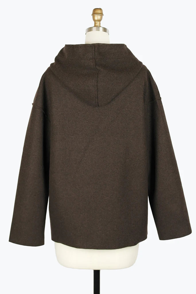 DAMEE HOODED WOOL BLEND JKT - 4900 - BRN