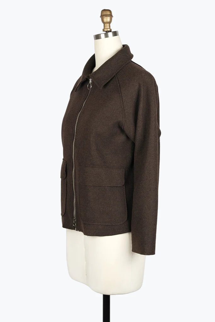 DAMEE WOOL BLEND PATCH-POCKET JKT - 4901 - BRN