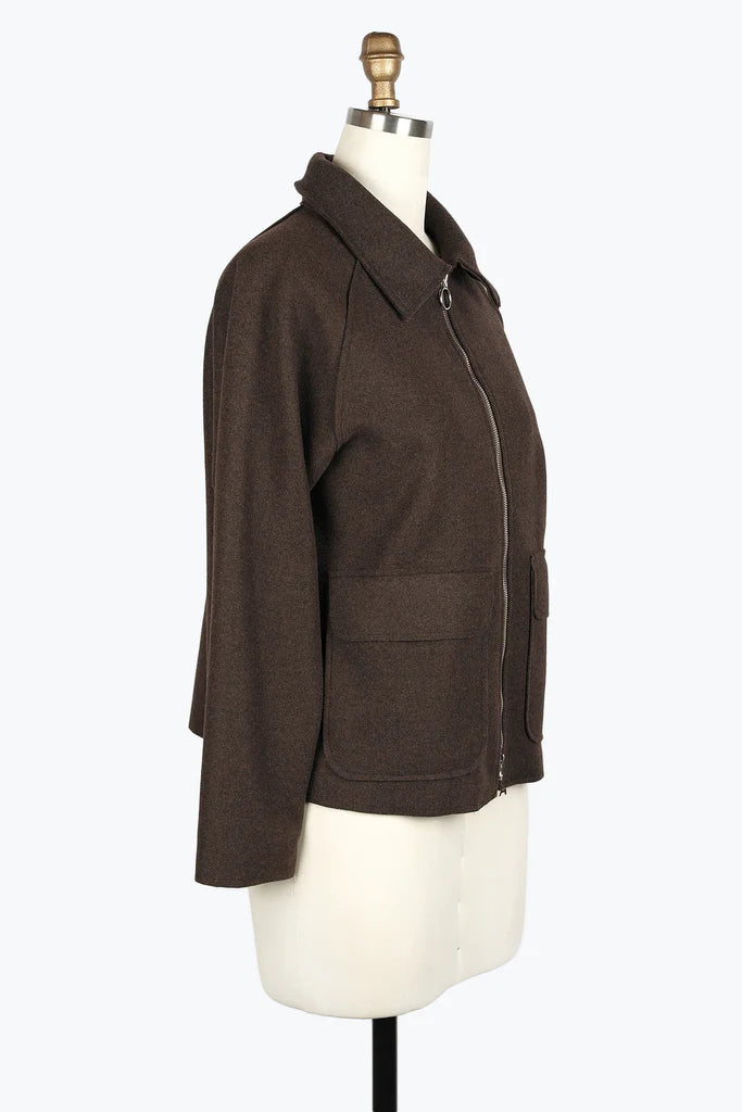 DAMEE WOOL BLEND PATCH-POCKET JKT - 4901 - BRN