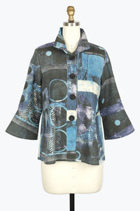 DAMEE OIL PAINTING MICRO-SUEDE JKT - 4909 - BLU