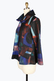 DAMEE ABSTRACT PAINTING PUFFY COLLAR JKT - 4911 - BLU