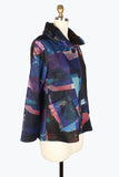 DAMEE ABSTRACT PAINTING PUFFY COLLAR JKT - 4911 - BLU